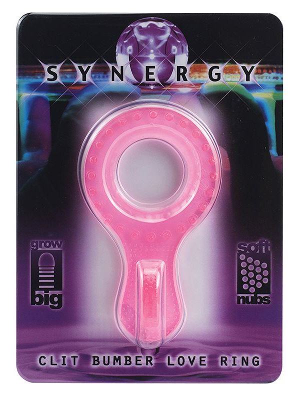 Розовое эрекционное кольцо SYNERGY CLIT BUMPER LOVE RING PINK