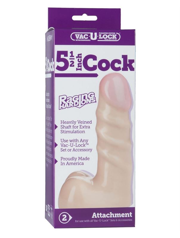 Рельефная анальная насадка Vac-U-Lock 5.5" Raging Hard-On Cock (13,5 см)