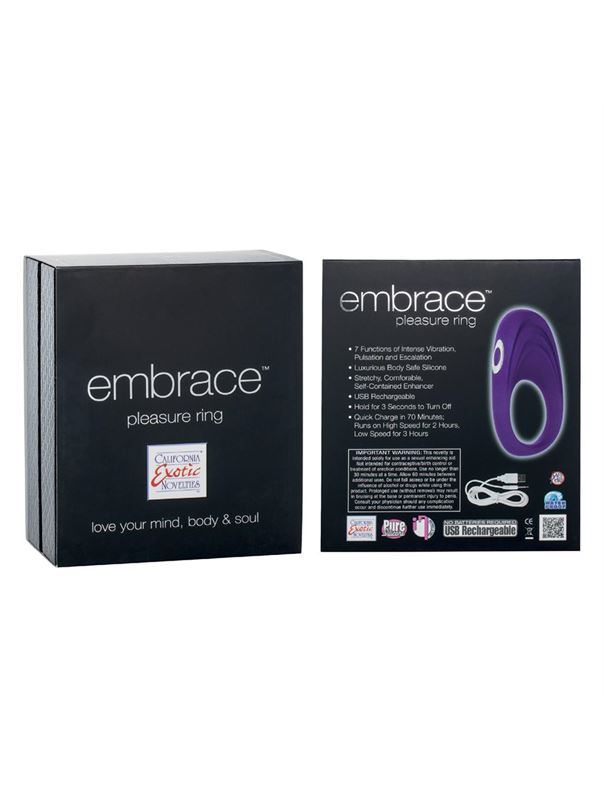 Перезаряжаемое фиолетовое виброкольцо Embrace Pleasure Rings