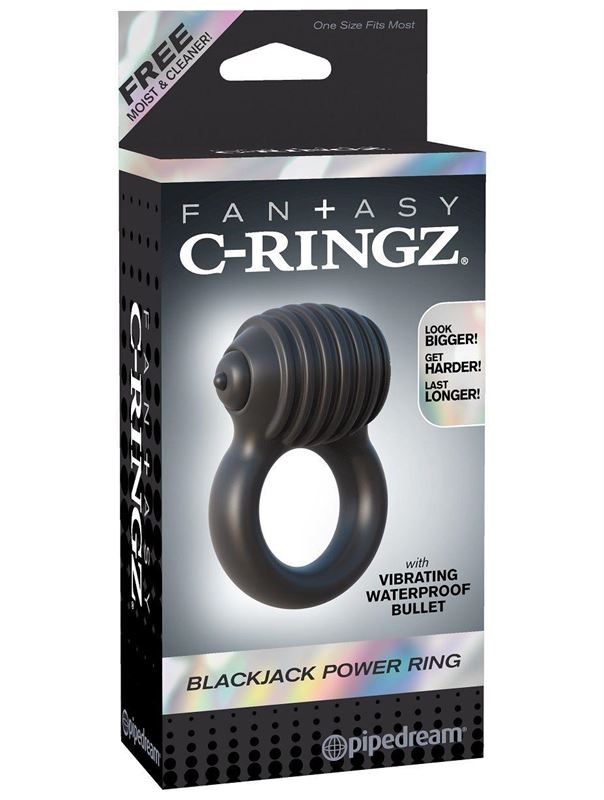 Чёрное эрекционное виброкольцо Blackjack Power Ring