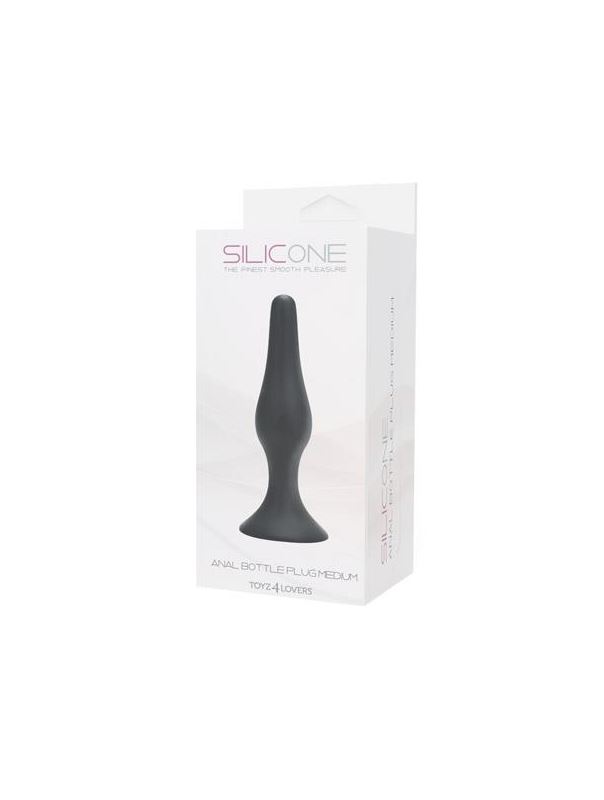 Чёрная анальная пробка из силикона среднего размера ANAL BOTTLE PLUG SILICONE MEDIUM (11,5 см)