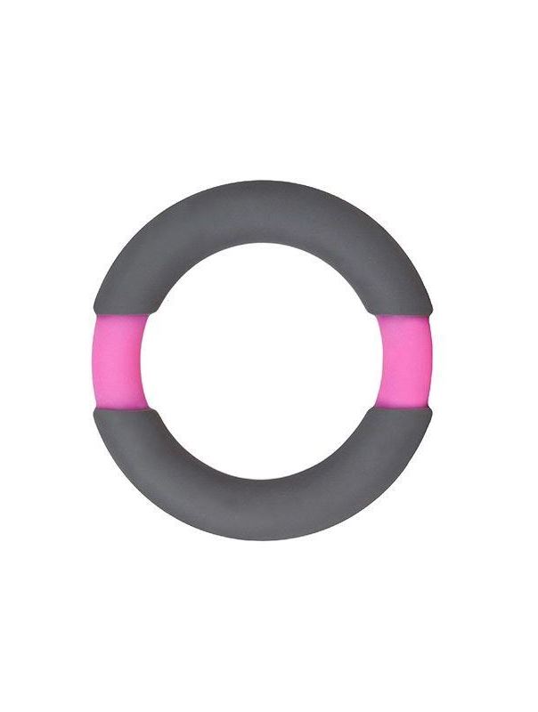 Серое эрекционное кольцо NEON STIMU RING 37MM GREY/PINK