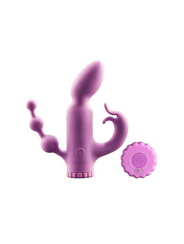 Фиолетовый вибратор с отростками TRIBRATOR 6INCH RECHARGE VIBE (14 см)