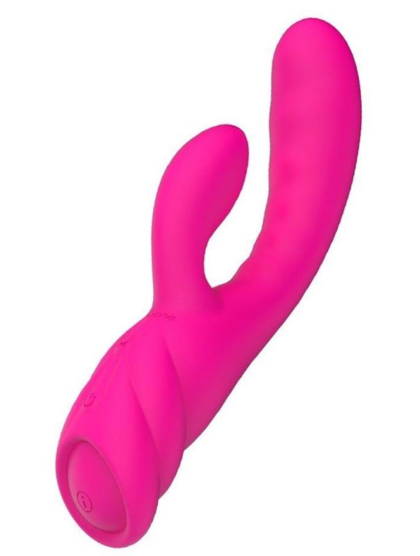 Розовый вибратор с клиторальным стимулятором Nalone PureX2 (20,7 см)