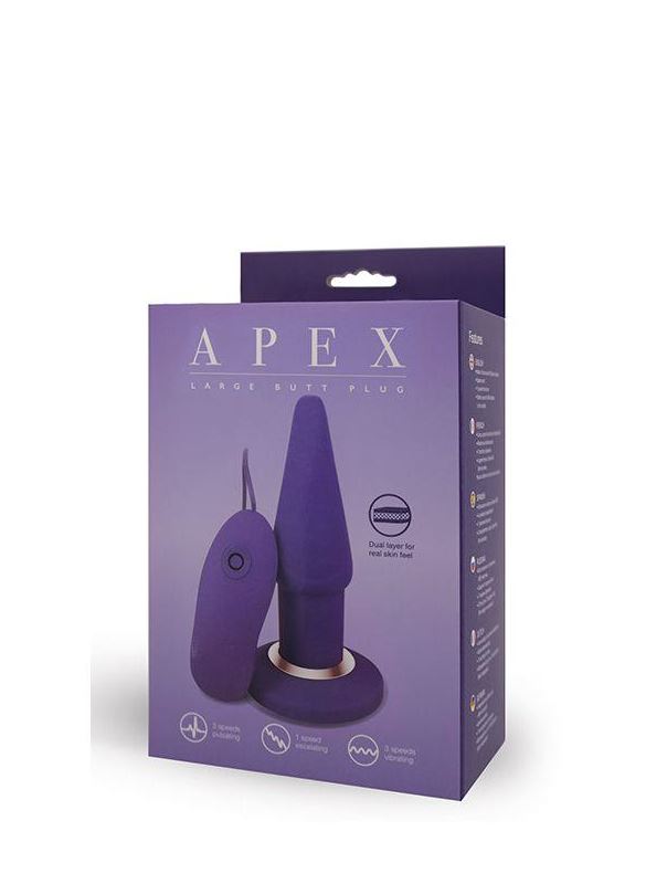 Фиолетовая анальная вибропробка APEX BUTT PLUG LARGE (15 см)