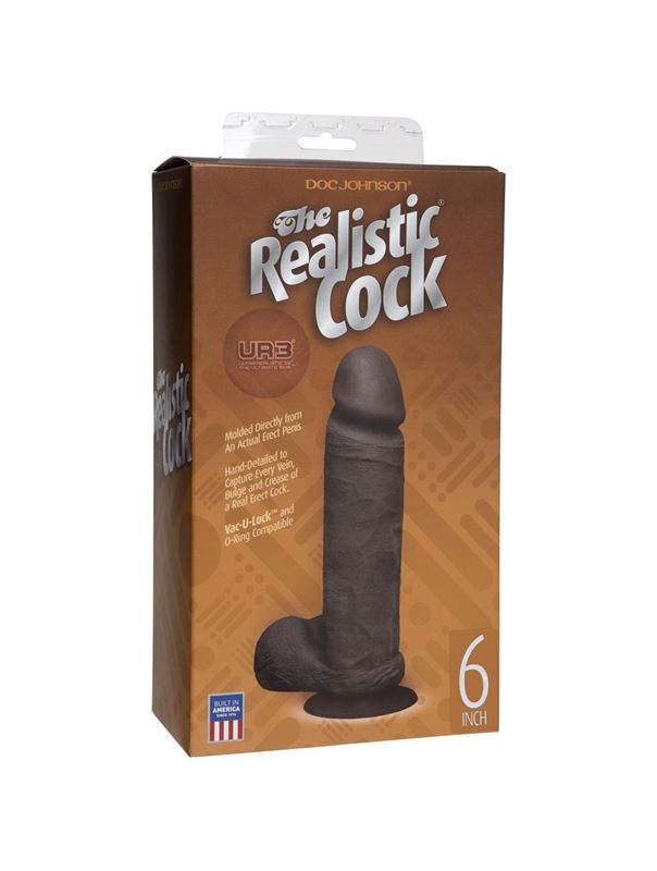 Реалистичный фаллоимитатор Ultra Realistic 6 Black - 21 см.