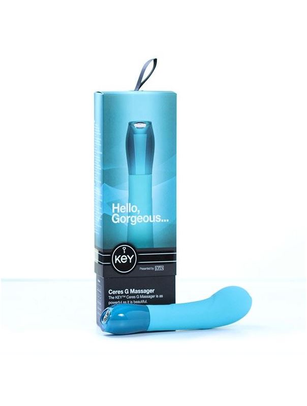 Голубой вибромассажер с изогнутой головкой Ceres G Spot