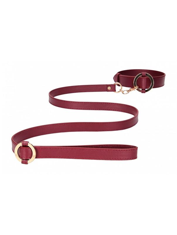 Бордовый ошейник с поводком Collar With Leash