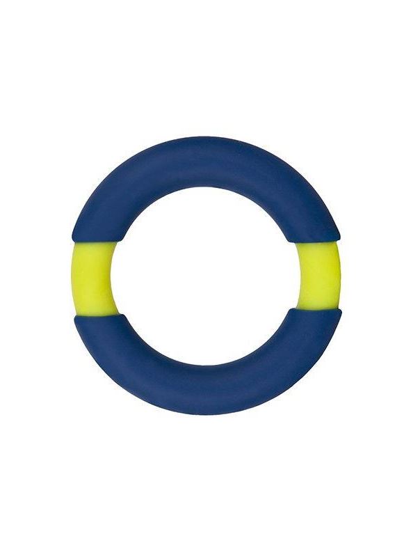 Синее эрекционное кольцо NEON STIMU RING 42MM BLUE/YELLOW