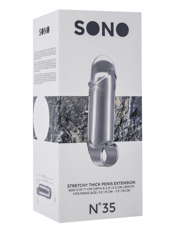 Прозрачная увеличивающая насадка с кольцом N35 Stretchy Thick Penis - 15,2 см.