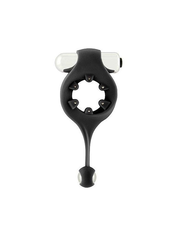 Чёрное эрекционное виброкольцо Infinity Vibrating Cockring with Dangling Ball