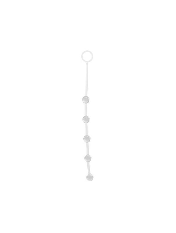 Прозрачная анальная цепочка с 5 шариками JAMMY JELLY ANAL 5 BEADS CRYSTALL - 38 см.
