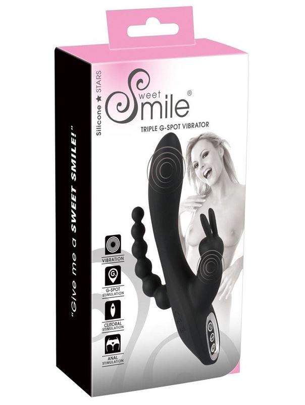 Черный тройной вибратор Triple G-Spot Vibrator (20,8 см)