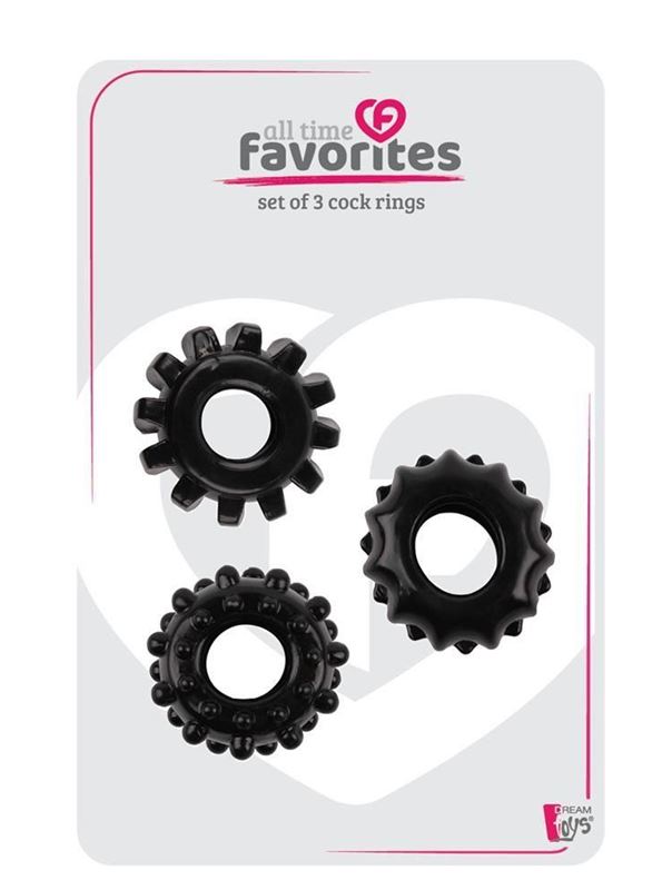 Набор из 3 черных эрекционных колец SET OF 3 COCKRINGS
