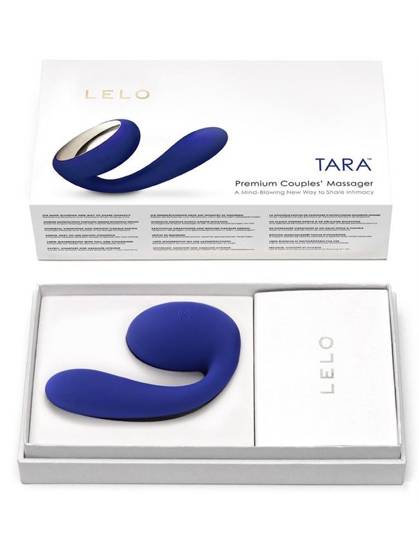 Синий вибромассажер для пар Tara Midnight Blue