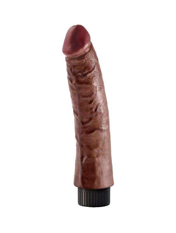 Коричневый вибратор со съемной присоской 7 Vibrating Cock - 20 см.