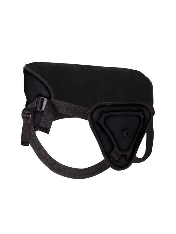 Чёрный страпон Deluxe Silicone Strap On 8 Inch с волнистой насадкой - 20,5 см.