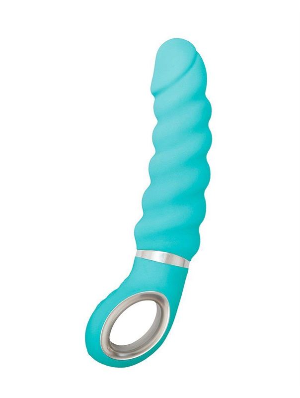 Бирюзовый витой вибратор Fun Toys Gjack 2 (22 см)