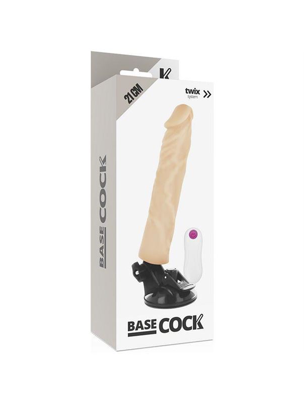 Телесный вибратор на мощной присоске Basecock Realistic Vibrator Remote Control (21 см)