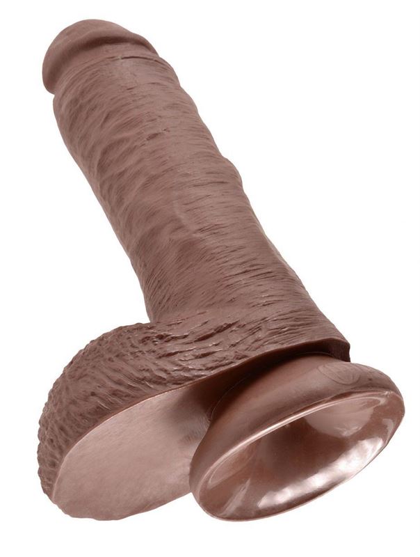Коричневый фаллоимитатор 8" Cock with Balls (21,3 см)