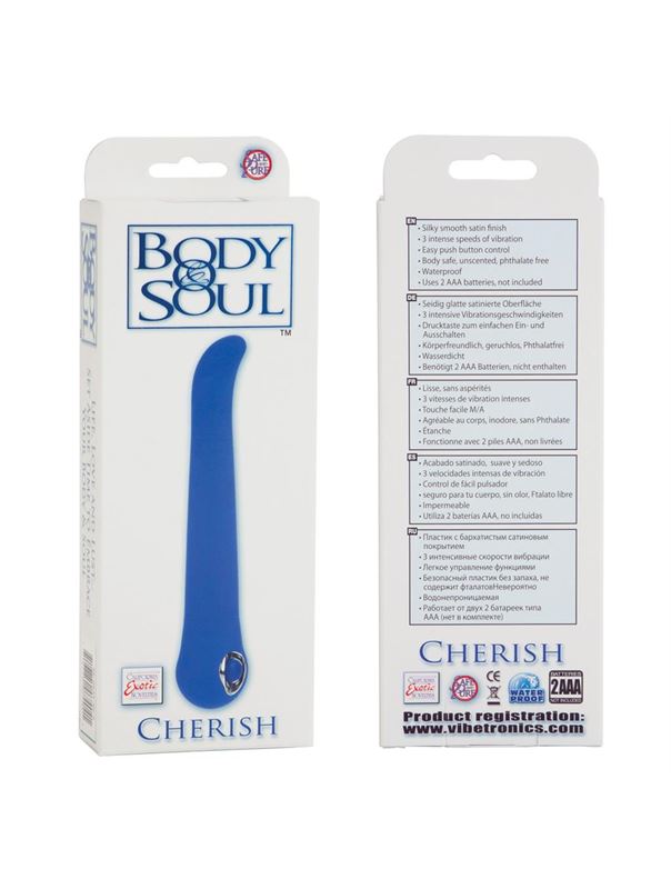 Синий вибратор Body & Soul Cherish (16,5 см)
