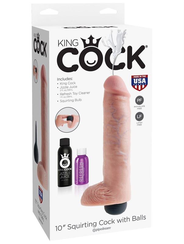 Фаллоимитатор King Cock 10 Squirting Cock с эффектом эякуляции (25,4 см)