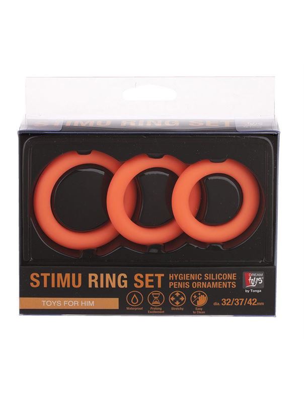 Набор из 3 оранжевых эрекционных колец NEON STIMU RING SET