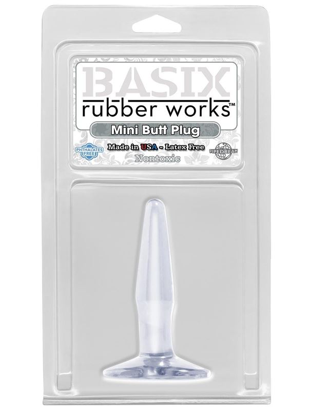 Прозрачная анальная пробка Basix Rubber Mini - 10,8 см.