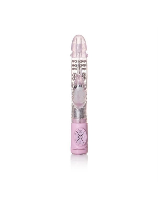 Розовый вибромассажер Thrusting Action Jack Rabbit - 19 см.