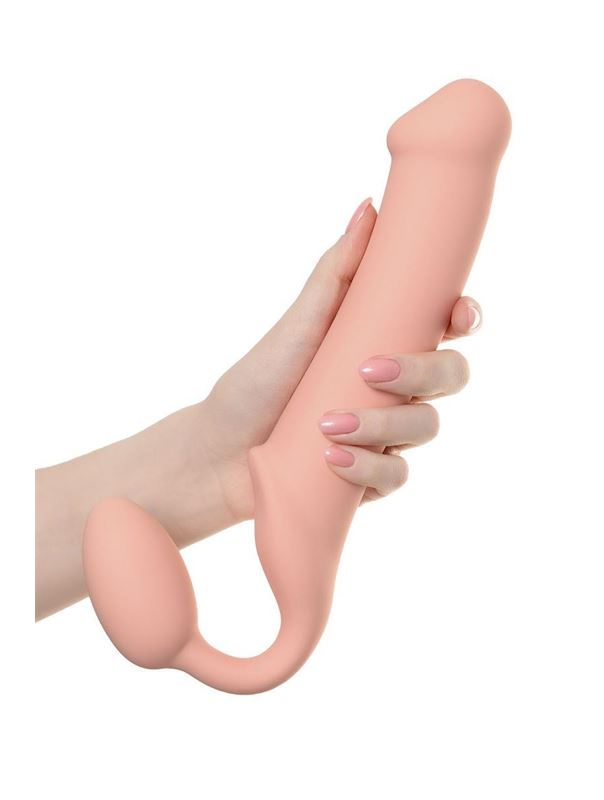 Телесный безремневой страпон Silicone Bendable Strap-On XL