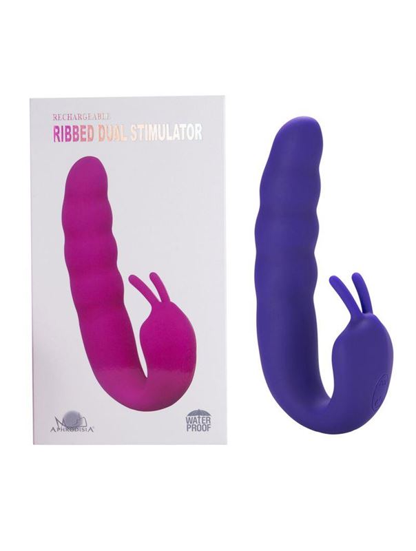Фиолетовый вибратор Ribbed Dual Stimulator (17 см)