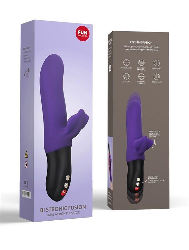 Фиолетовый пульсатор с клиторальным лепестком Bi Stronic Fusion (21,5 см)