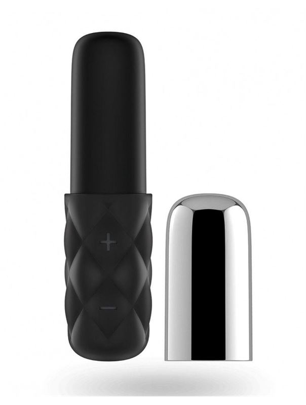 Чёрно-серебристая вибропуля Satisfyer Mini Sparkling Darling
