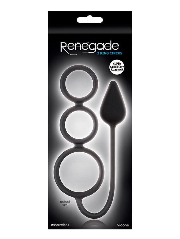 Анальная пробка Renegade 3 Ring Circus Small с эрекционными кольцами