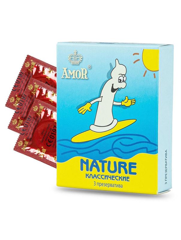Классические презервативы AMOR Nature - Яркая линия (3 шт)
