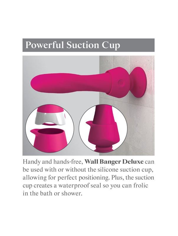 Розовый вибромассажер Wall Banger Deluxe со сменной присоской (19 см)