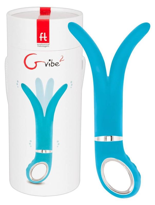 Голубой анатомический вибромассажер Fun Toys Gvibe 2 - 18 см.