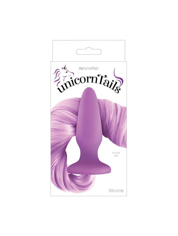 Сиреневая анальная пробка Unicorn Tails Pastel с сиреневым хвостом