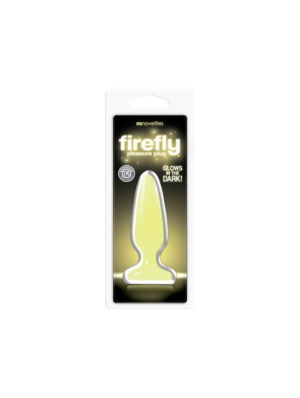 Желтая анальная пробка, светящаяся в темноте, Firefly Pleasure Plug Small - 10,1 см.