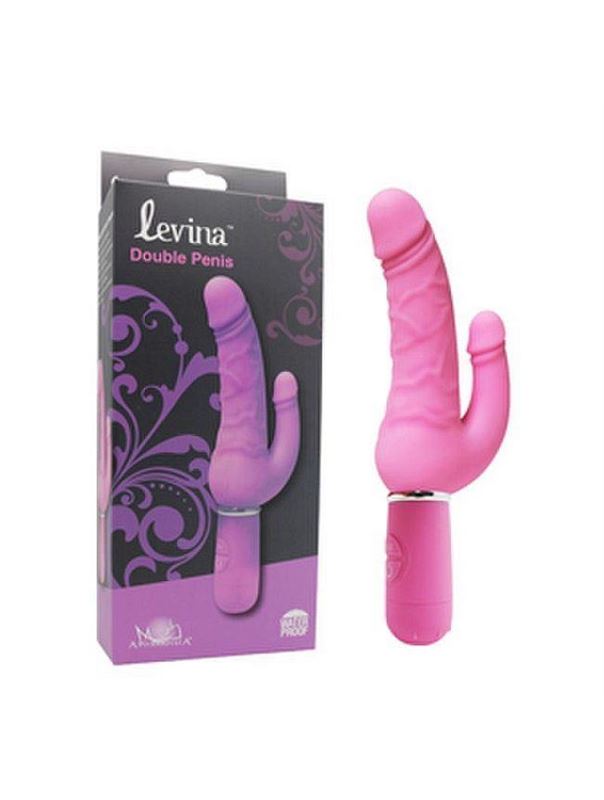 Розовый вибратор Levina Double Penis (21,5 см)