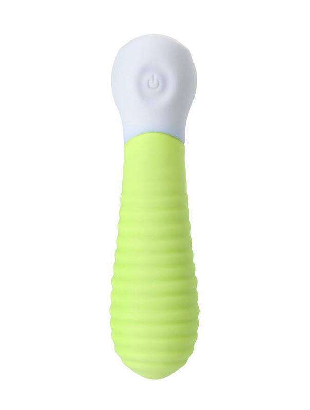 Лаймовый мини-вибратор MINI 2 с ребрами (11,8 см)