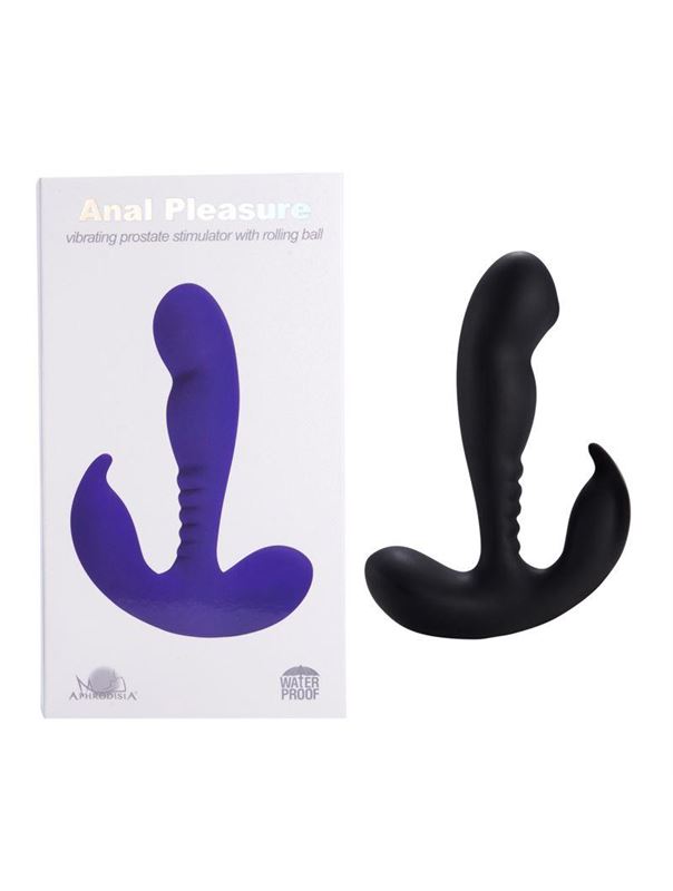 Черный вибростимулятор простаты Anal Vibrating Prostate Stimulator with Rolling (13,3 см)