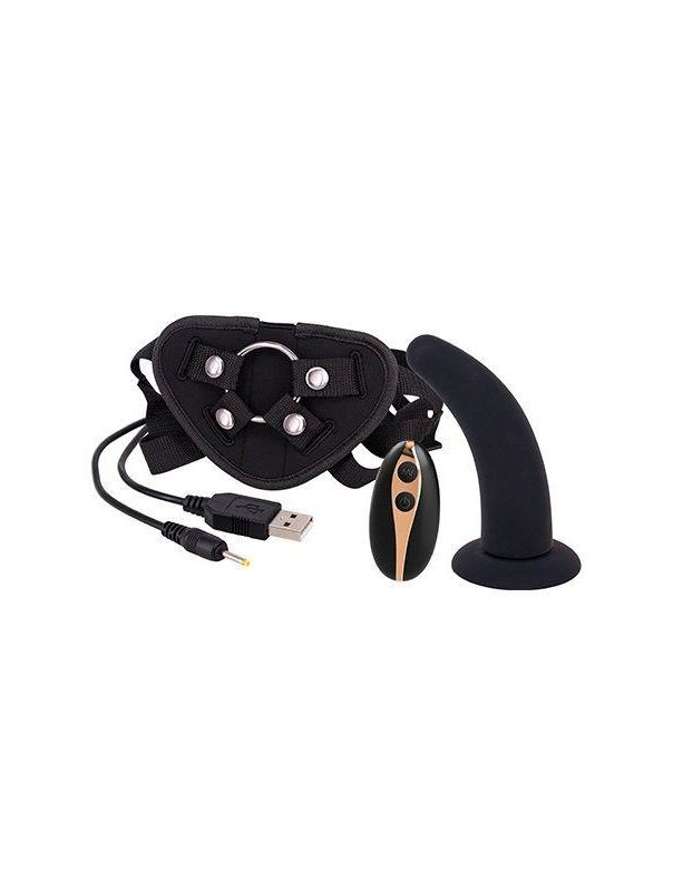 Черный поясной фаллоимитатор с вибрацией 5INCH VIBRATION DILDO STRAP-ON - 12,5 см.