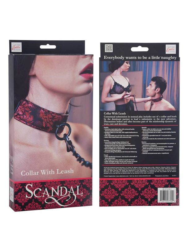 Атласный ошейник с цепью Scandal Collar with Leash