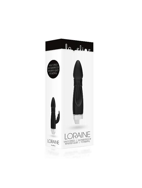 Чёрный вибратор Loraine со стимулятором клитора - 16,2 см.
