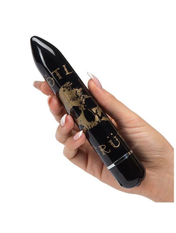 Чёрный классический вибратор Motley Crue Classic Skull (18,4 см)