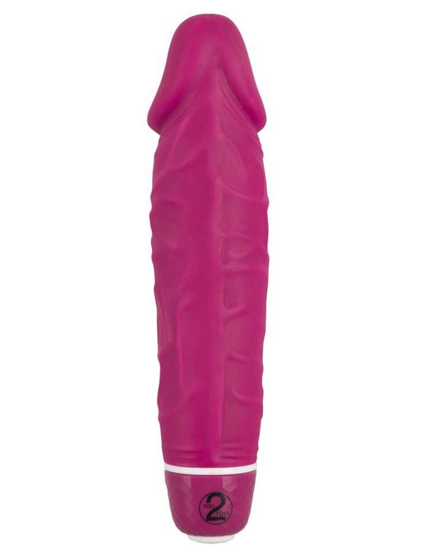 Ярко-розовый вибратор-реалистик Vibra Lotus - 15,5 см.