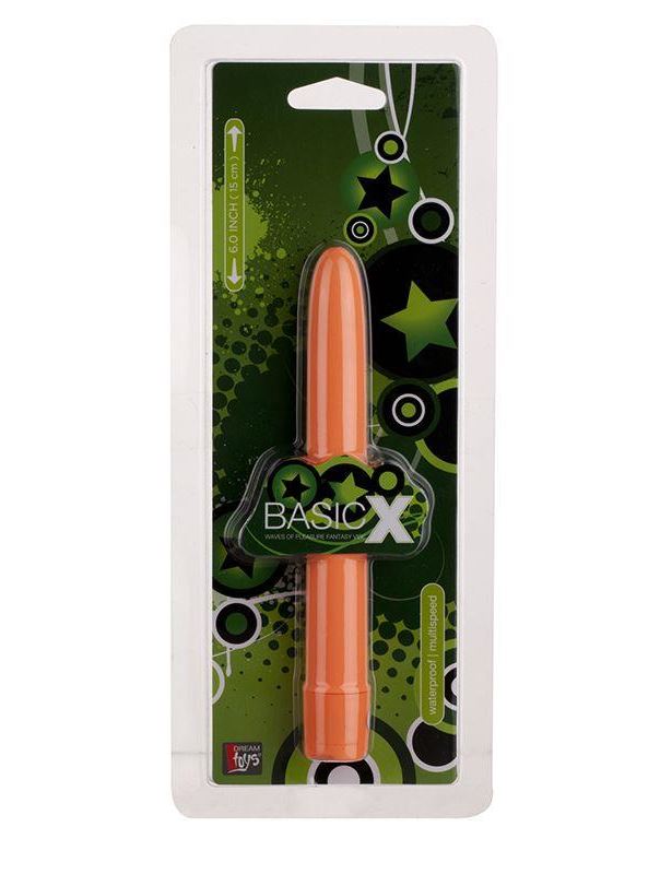 Оранжевый вибратор BASICX MULTISPEED VIBRATOR ORANGE 6INCH - 15 см.