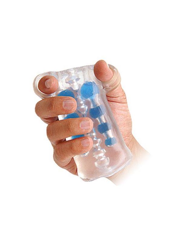 Стимулирующий мастурбатор с бусинками CyberSkin Double Pleasure Comfort Grip Stroker