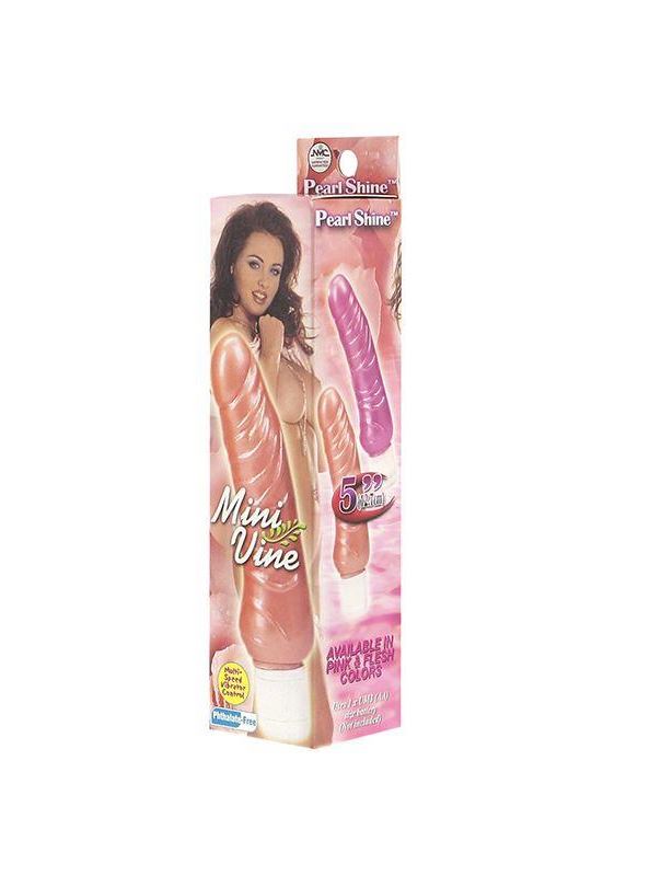 Розовый вибратор-реалистик MINI VIBE 5 PEARL SHINE VIBRATOR PINK - 12,7 см.